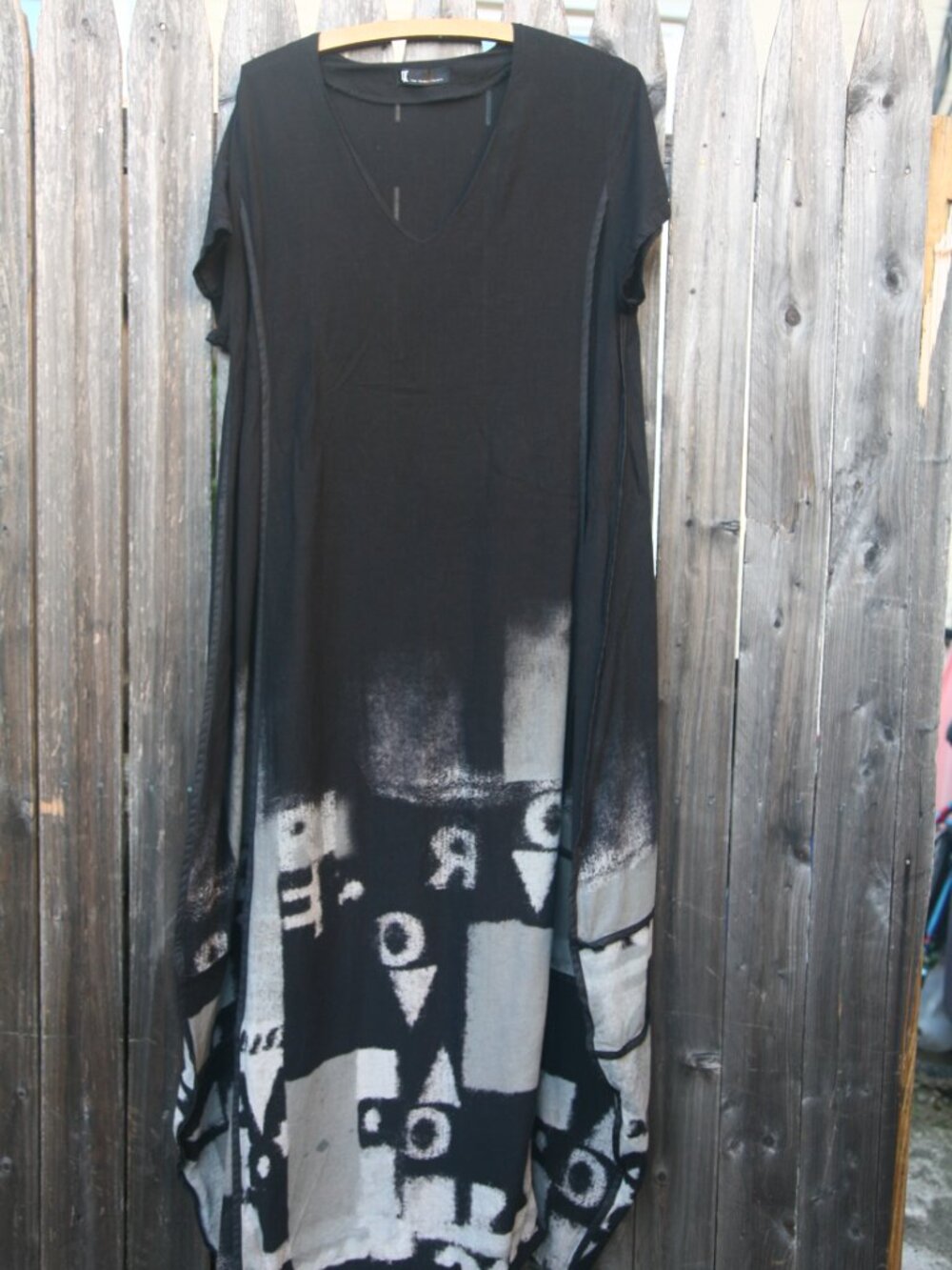 Size M/L - NINE DEGREES CELSIUS Women's Black Cotton Blend Maxi Tunic Dress